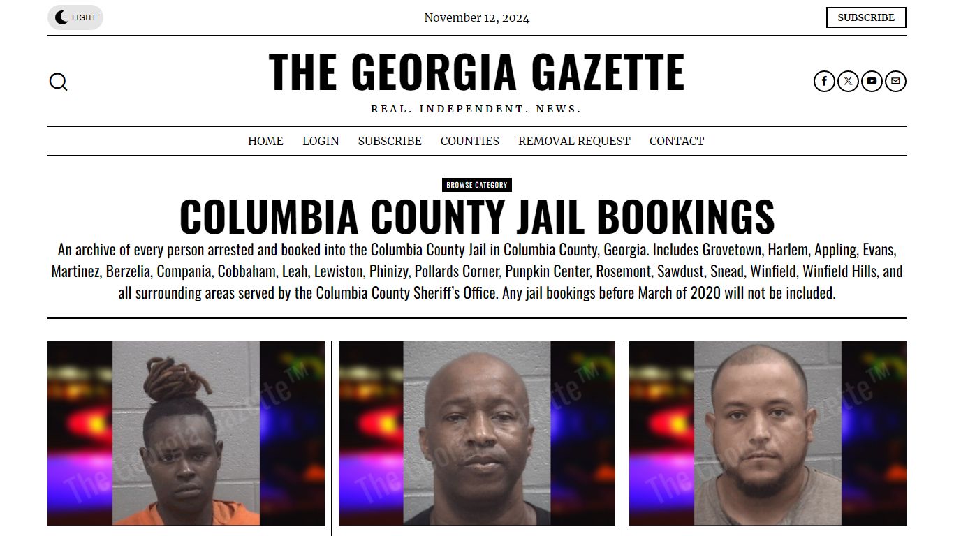 Columbia County Jail Bookings - The Georgia Gazette